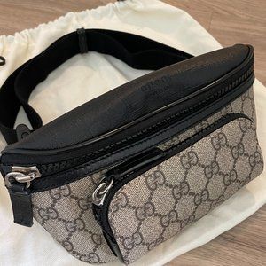 Gucci Black & Original GG Supreme Canvas Eden Belt Bag